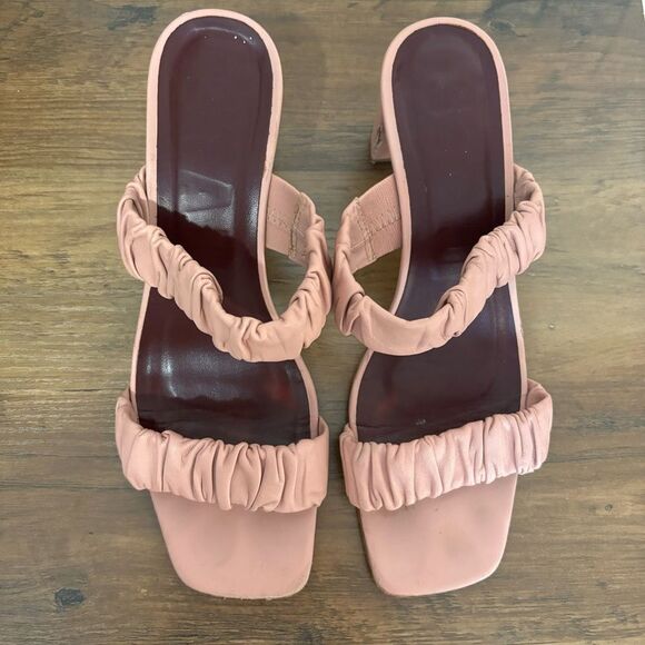 Staud Dark Blush Frankie Ruched Heels/ Mule - Picture 8 of 13